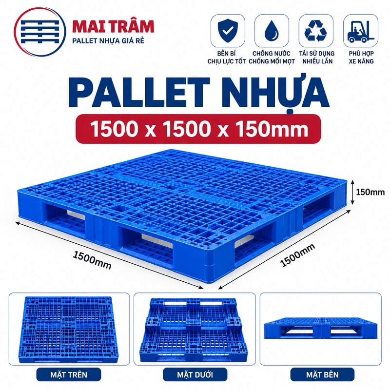 Pallet nhựa 1500x1500x150mm