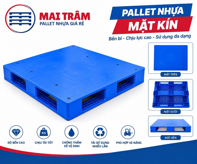 Pallet nhựa mặt kín