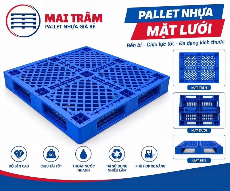 Pallet nhựa mặt lưới