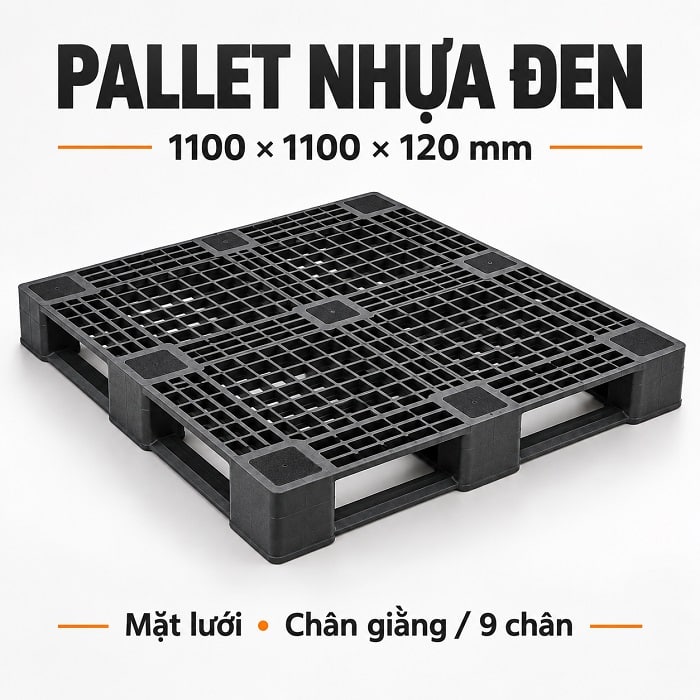 Pallet nhựa đen 1100x1100x120mm