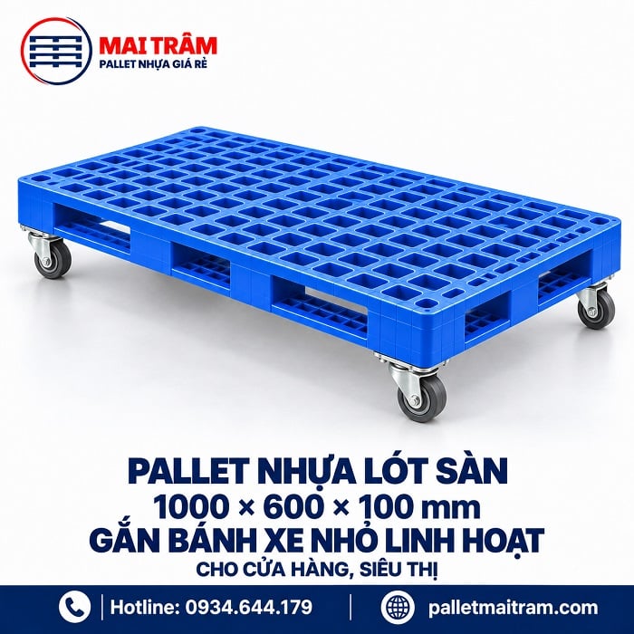 Pallet nhựa lót sàn 1000 × 600 × 100 mm
