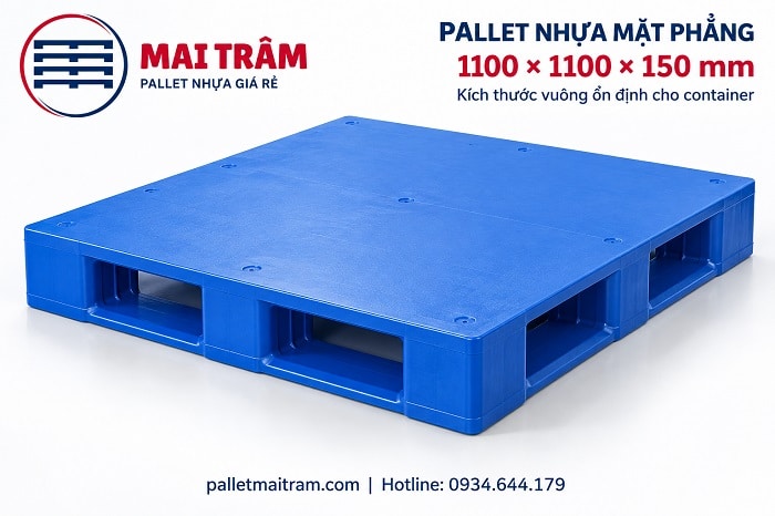 Pallet nhựa mặt phẳng 1100x1100x150mm