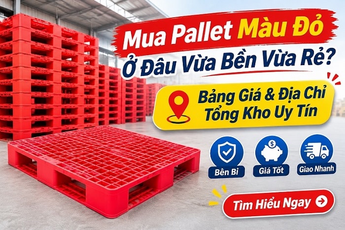 pallet nhựa màu đỏ